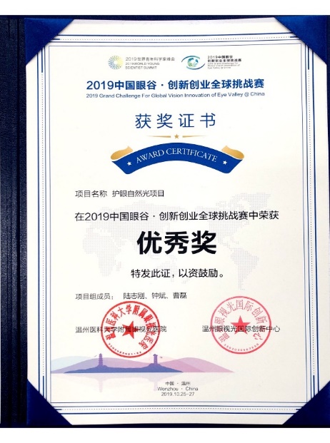 创业挑战赛获奖证书